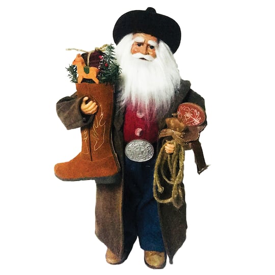 Santa&#x27;s Workshop 20&#x22; Cowboy With Leather Boot Claus